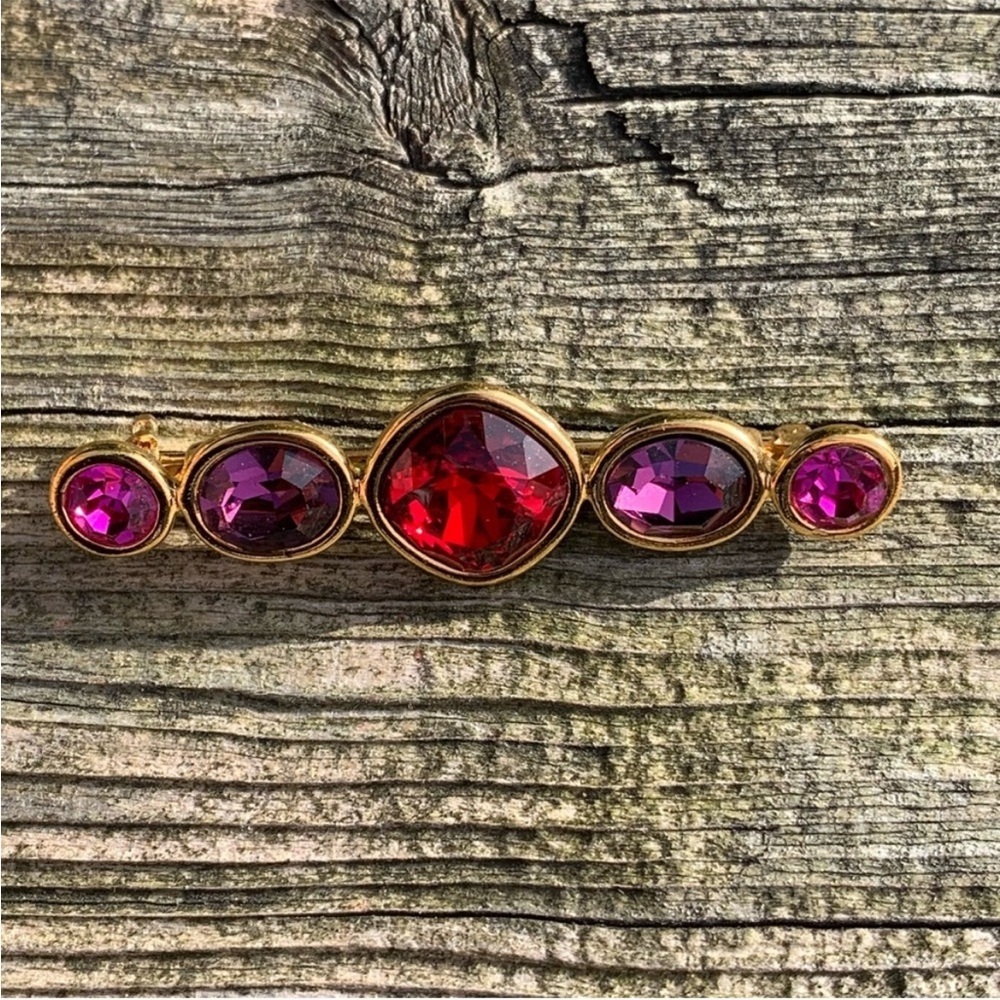 Gorgeous red and purple stone Napier brooch
